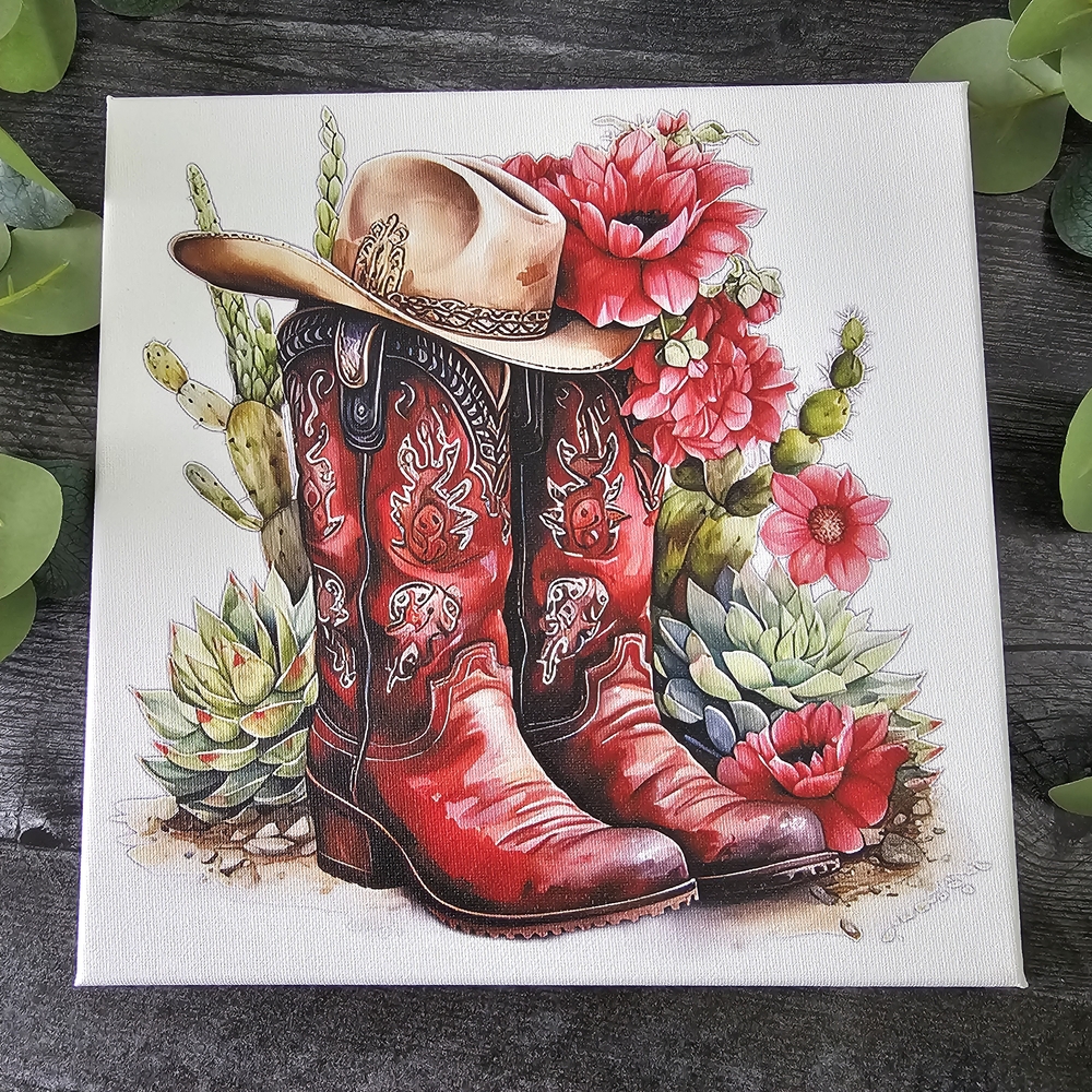 Red Cowboy Boots Canvas Art